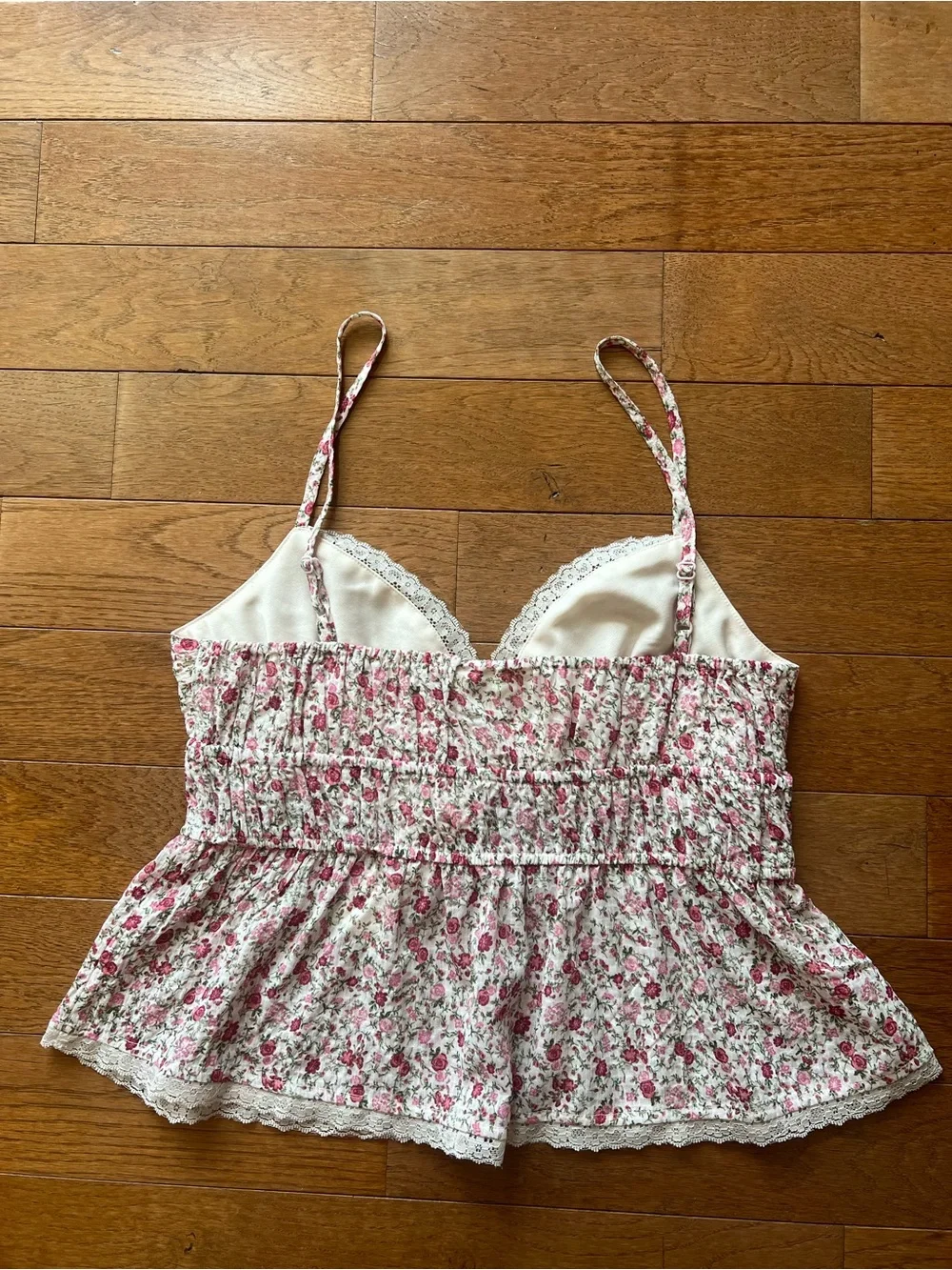 💕No Boundaries Pink Floral Lace-Trim Cami Tank-M-NWT💕
